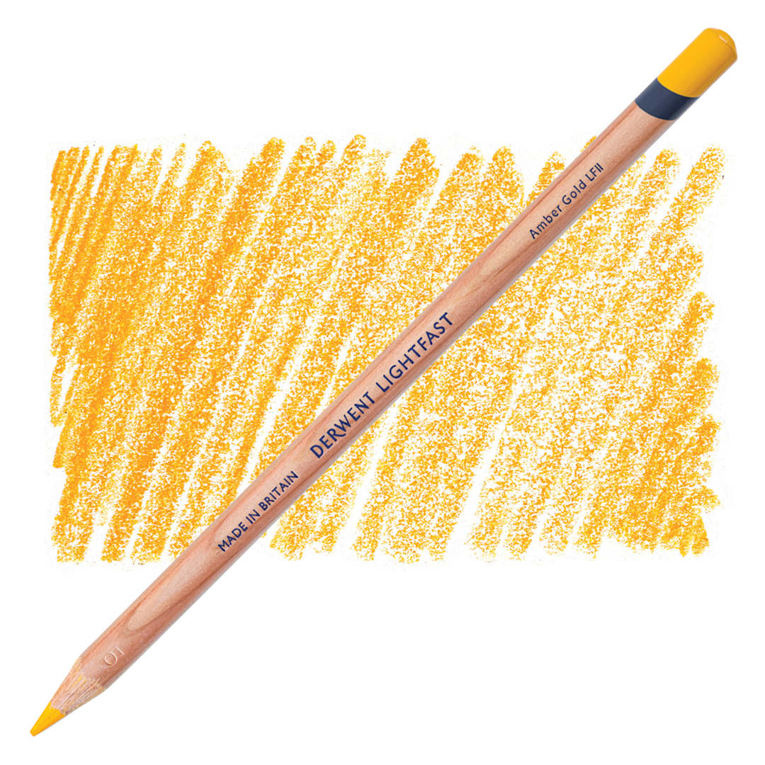 Open in modal - Derwent Lightfast Colored Pencil - Amber Gold pencil and swatch