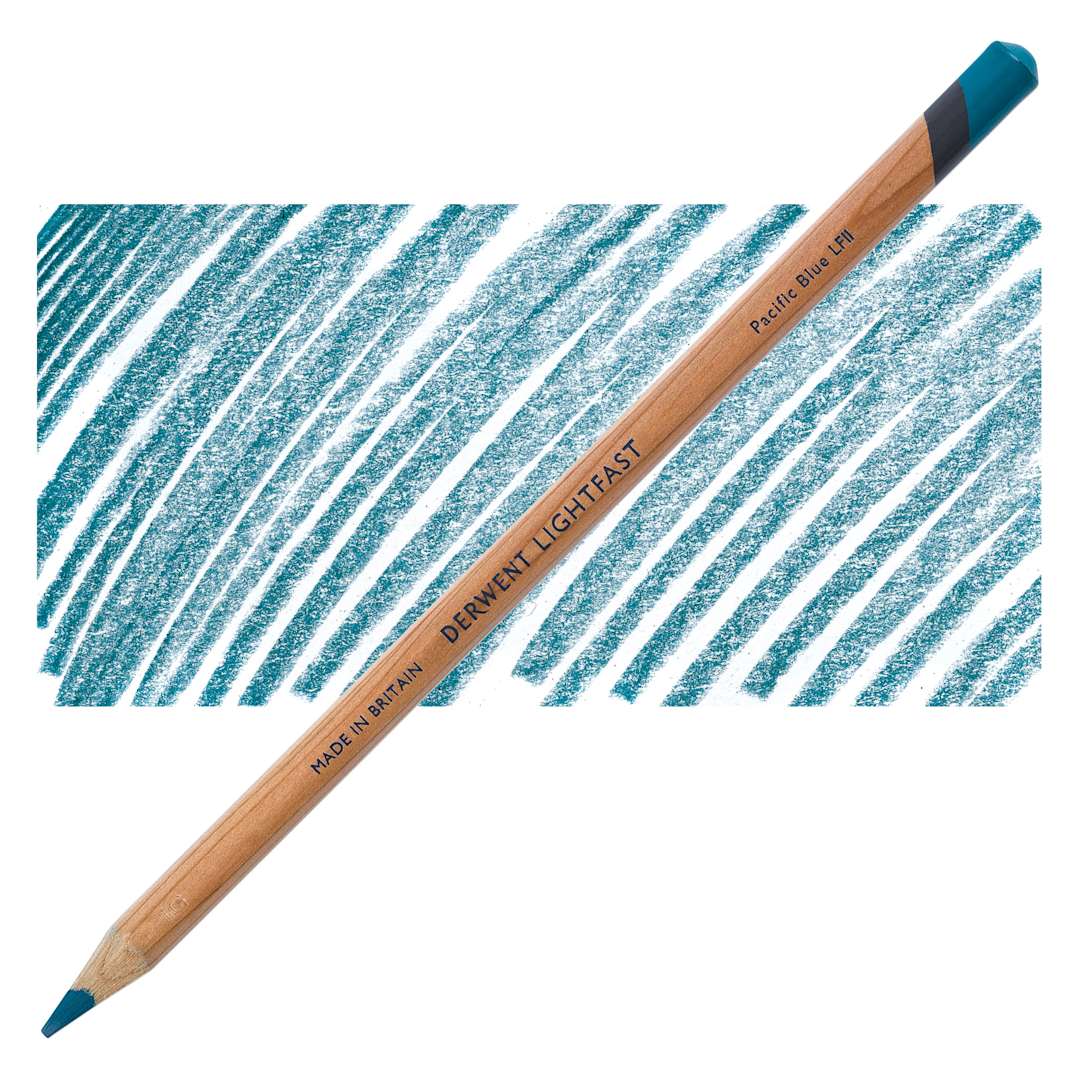 Open in modal - Derwent Lightfast Colored Pencil - Pacific Blue pencil and swatch