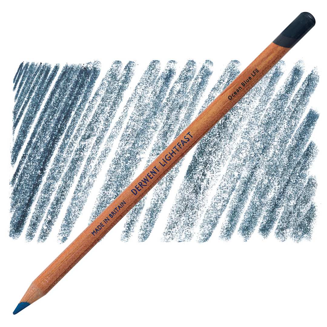 Open in modal - Derwent Lightfast Colored Pencil - Ocean Blue pencil and swatch