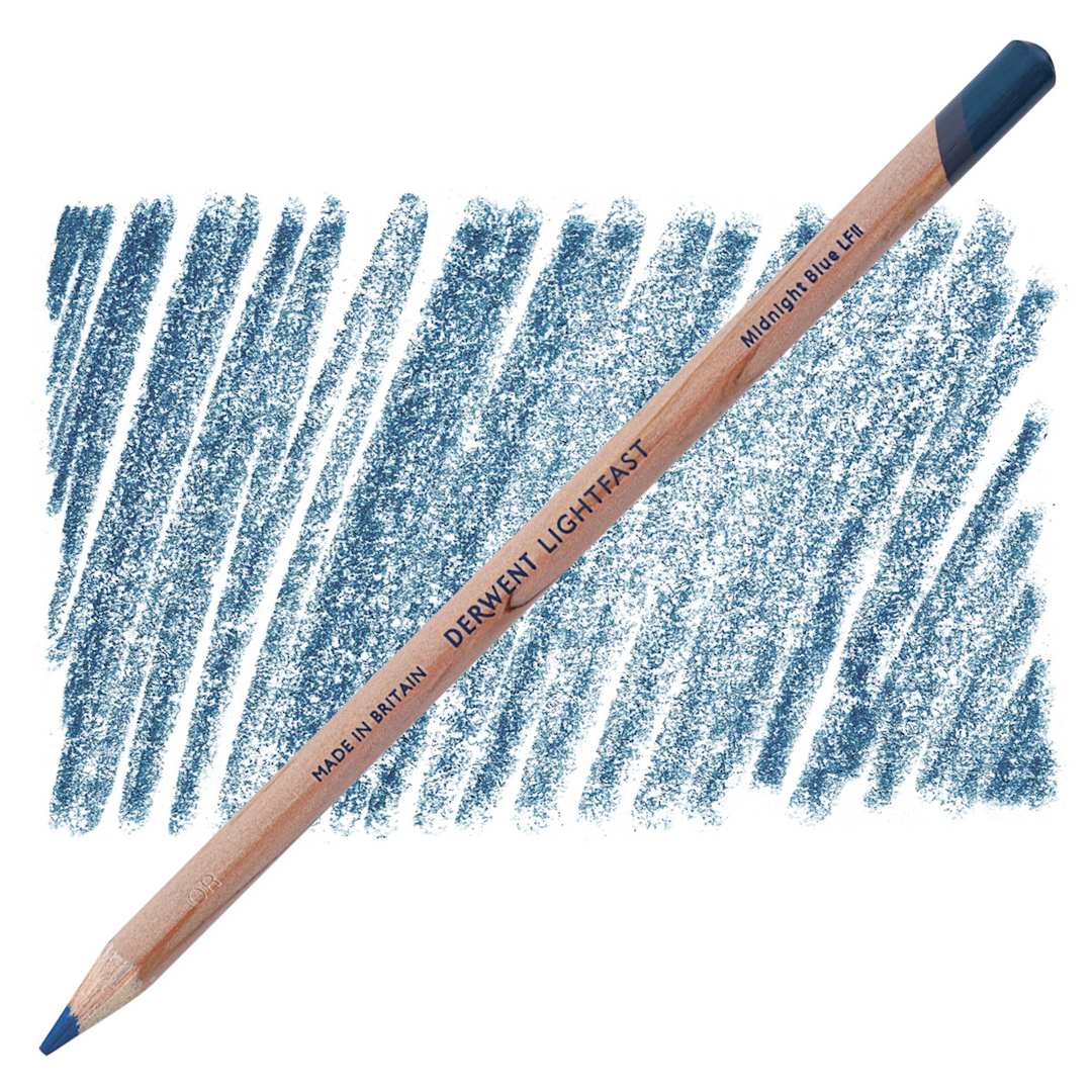Open in modal - Derwent Lightfast Colored Pencil - Midnight Blue pencil and swatch