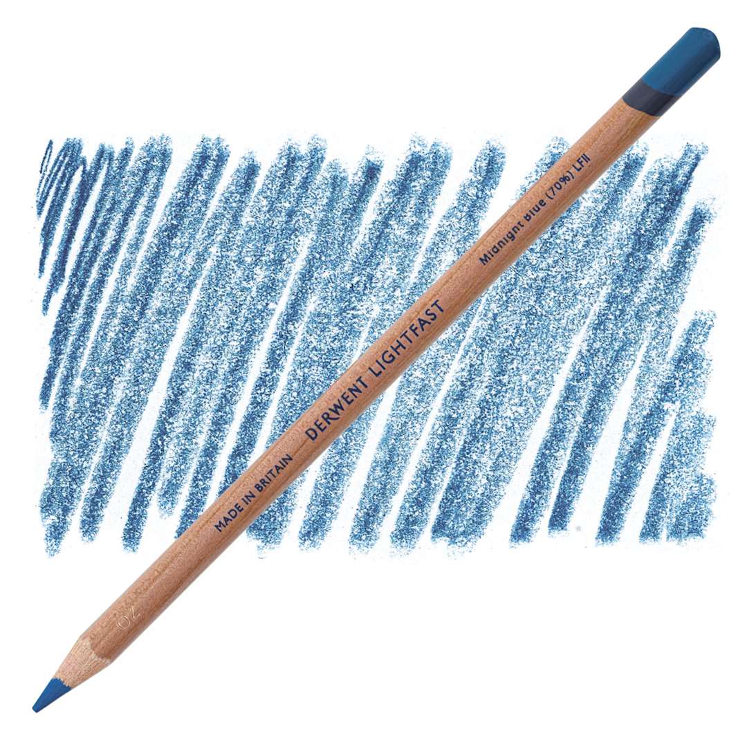 Open in modal - Derwent Lightfast Colored Pencil - Midnight Blue 70% pencil and swatch