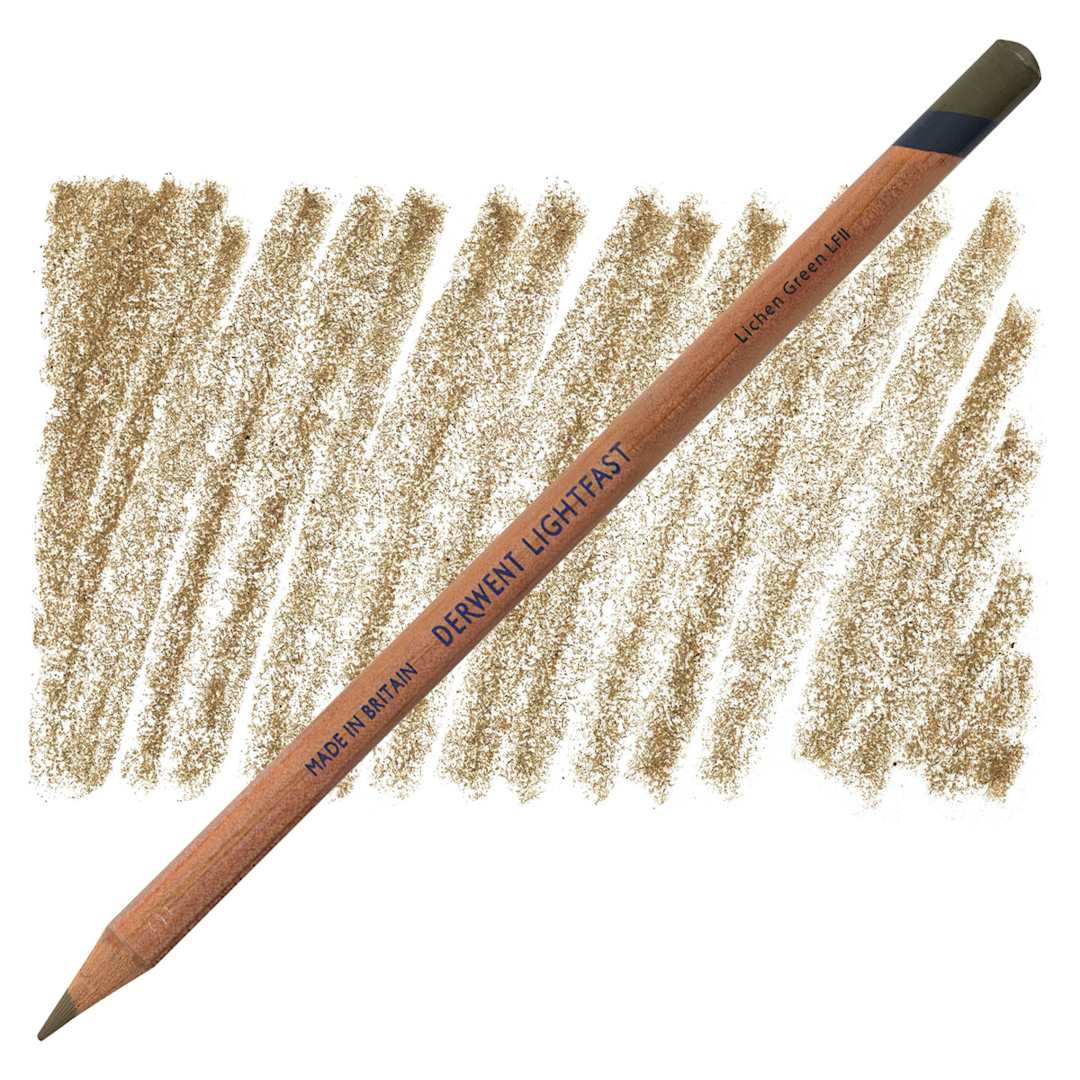Open in modal - Derwent Lightfast Colored Pencil - Lichen Green pencil and swatch