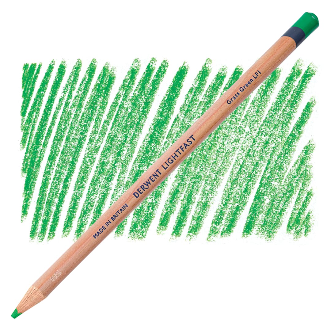 Open in modal - Derwent Lightfast Colored Pencil - Grass Green pencil and swatch