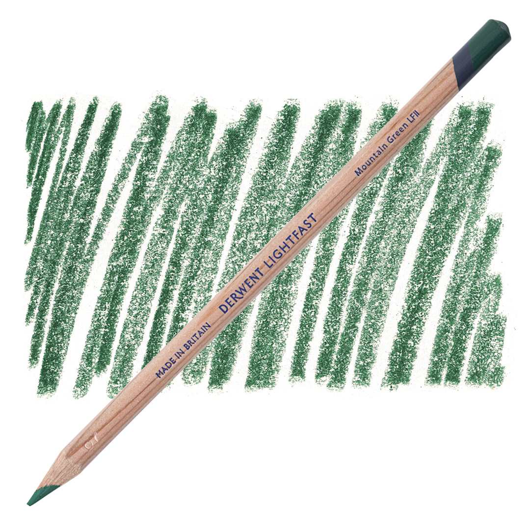 Open in modal - Derwent Lightfast Colored Pencil - Mountain Green pencil and swatch