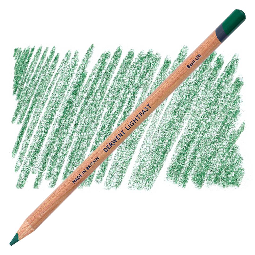 Open in modal - Derwent Lightfast Colored Pencil - Basil pencil and swatch