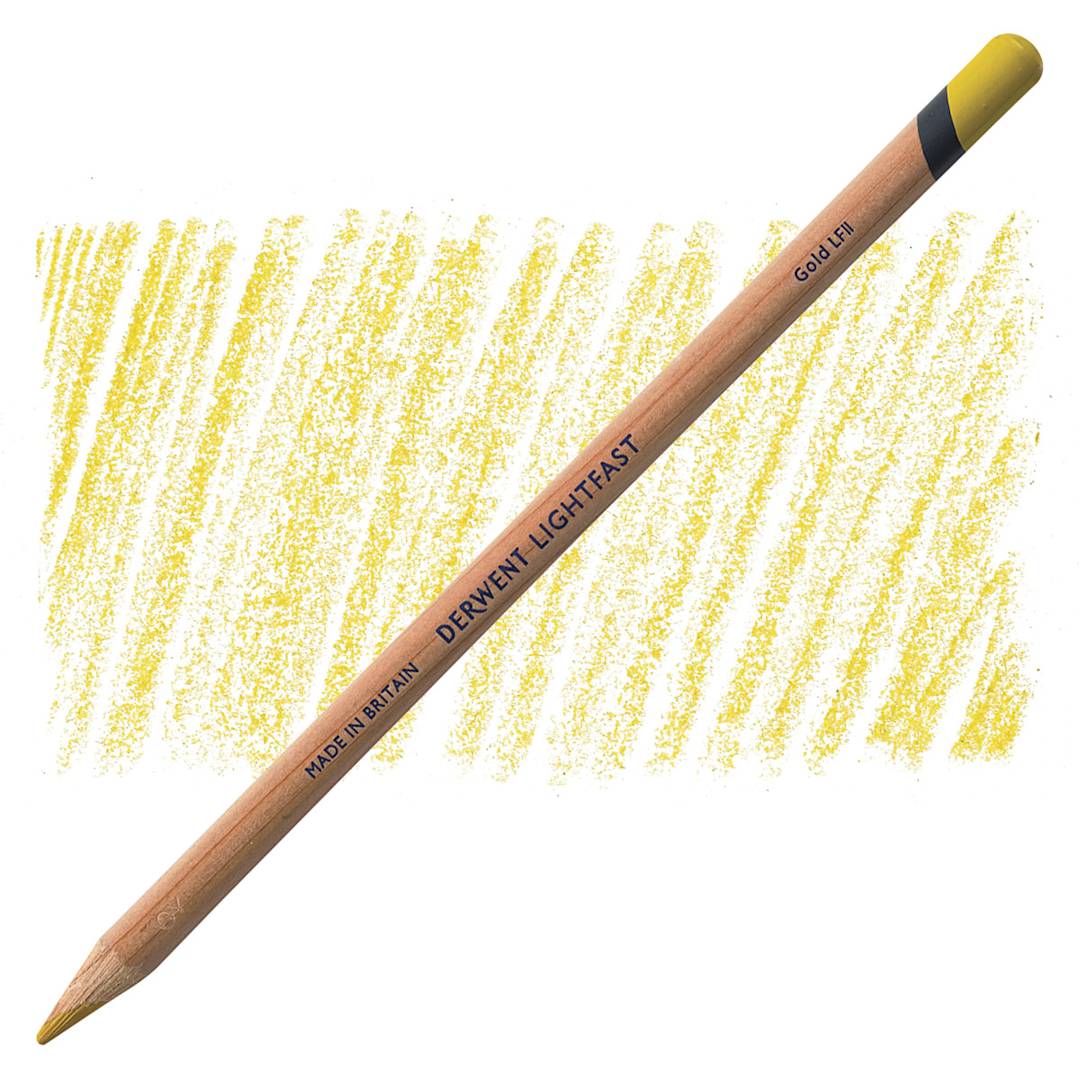 Open in modal - Derwent Lightfast Colored Pencil - Gold pencil and swatch