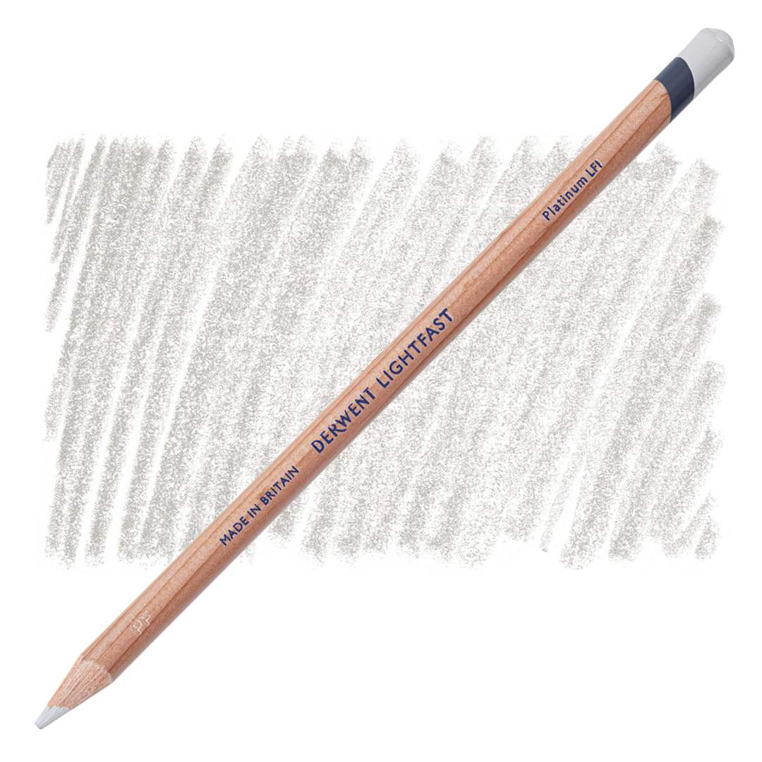 Open in modal - Derwent Lightfast Colored Pencil - Platinum pencil and swatch