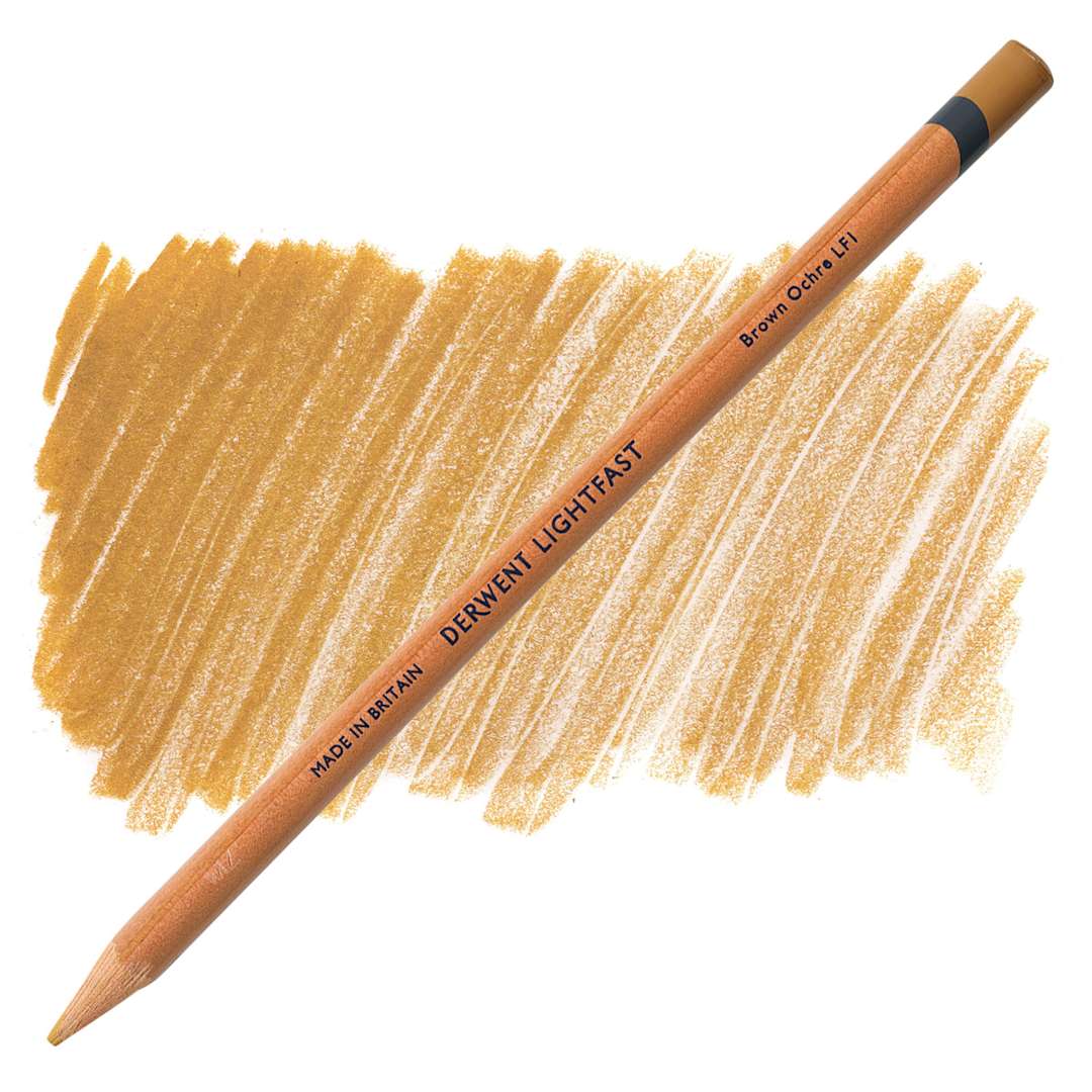 Open in modal - Derwent Lightfast Colored Pencil - Brown Ochre pencil and swatch
