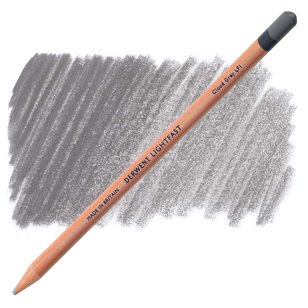 Open in modal - Derwent Lightfast Colored Pencil - Cloud Grey pencil and swatch