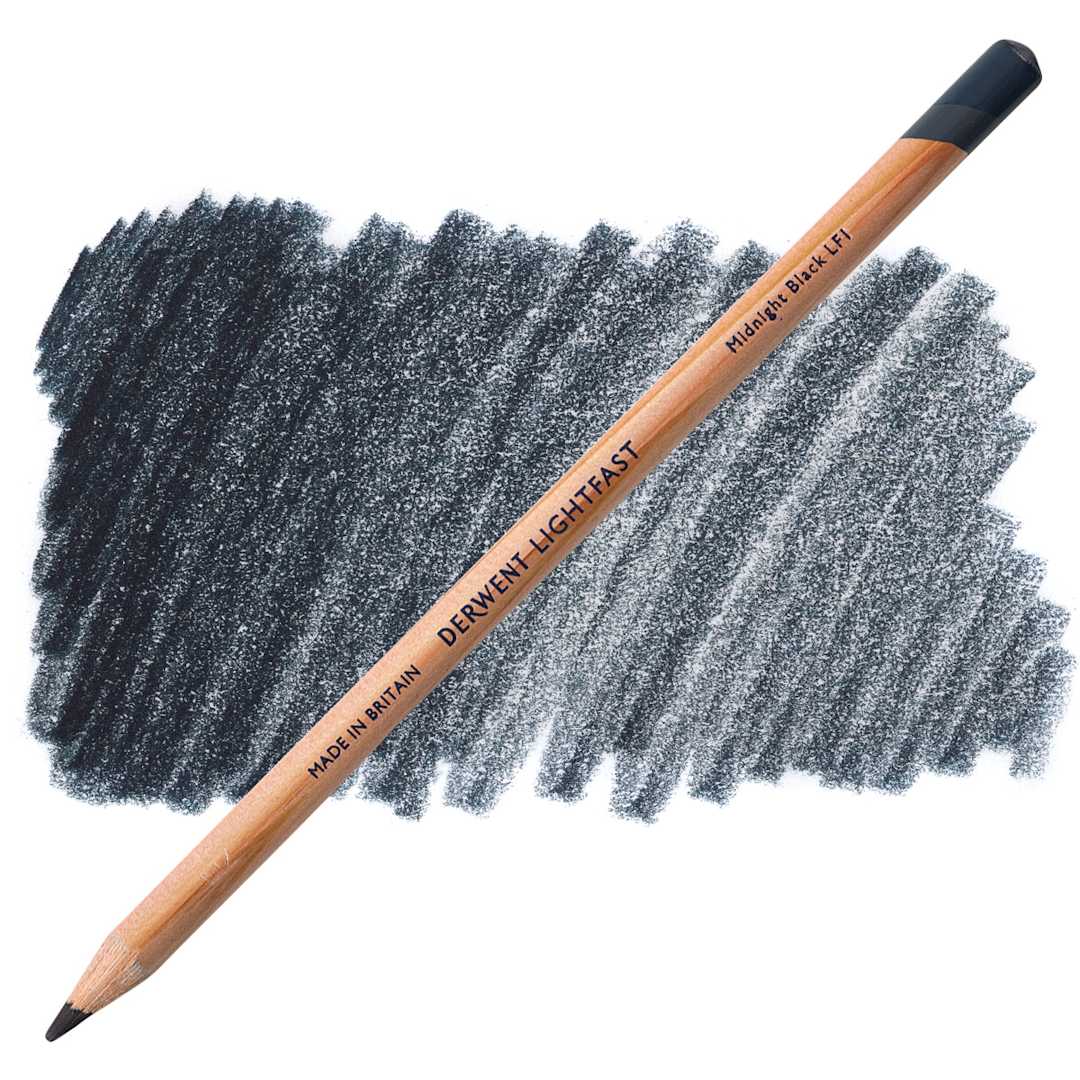 Open in modal - Derwent Lightfast Colored Pencil - Midnight Black pencil and swatch