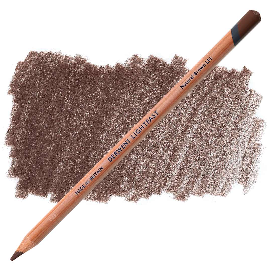 Open in modal - Derwent Lightfast Colored Pencil - Natural Brown pencil and swatch