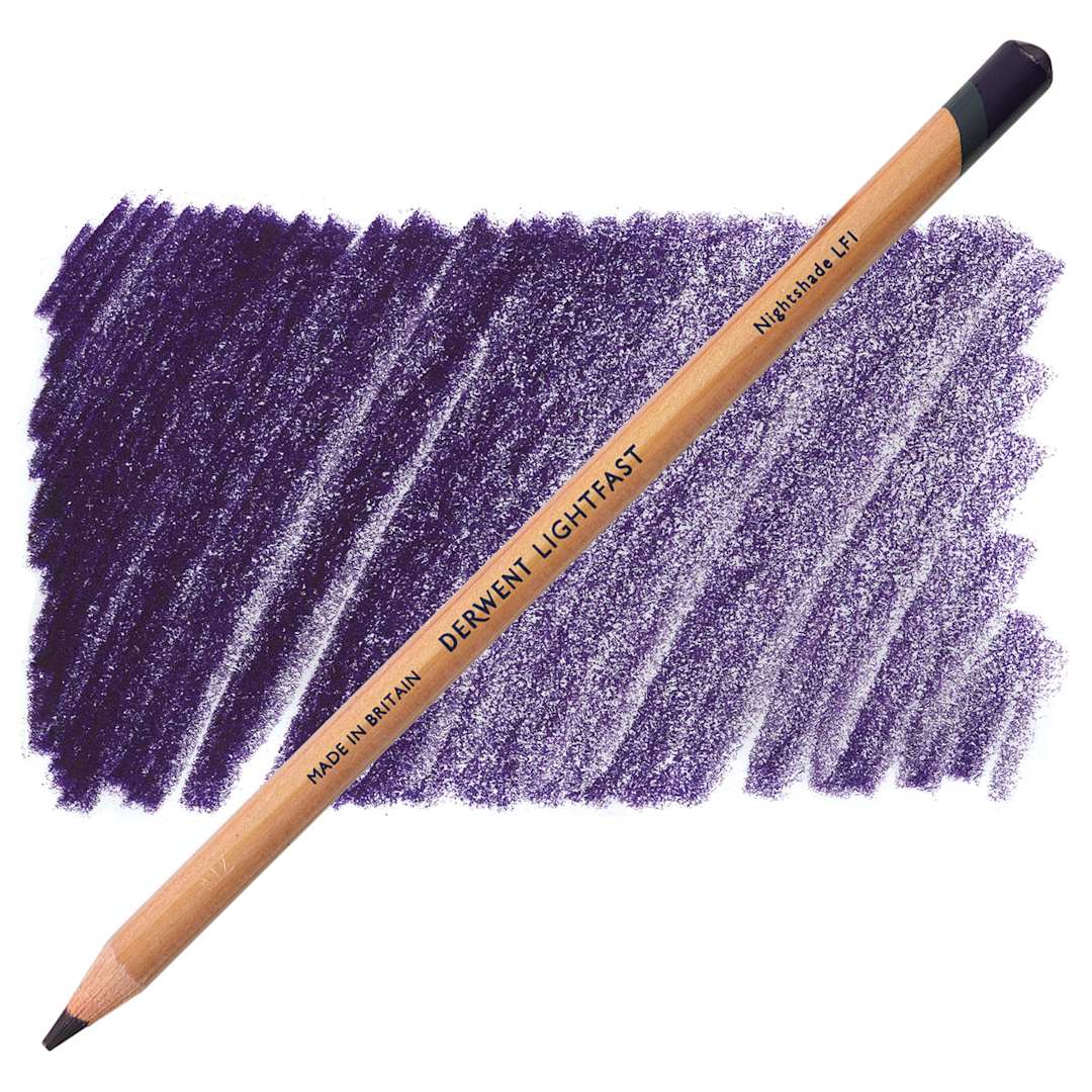 Open in modal - Derwent Lightfast Colored Pencil - Nightshade pencil and swatch