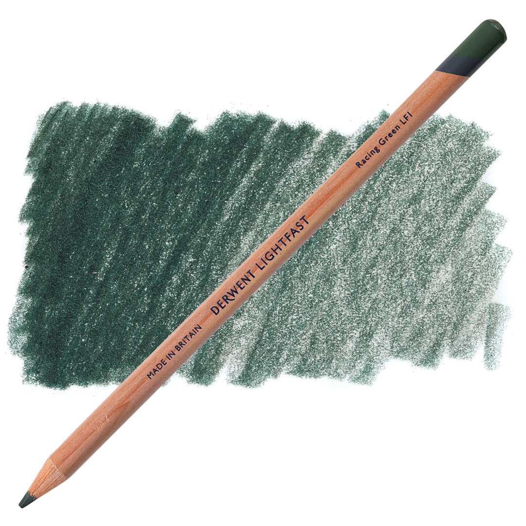 Open in modal - Derwent Lightfast Colored Pencil - Racing Green pencil and swatch