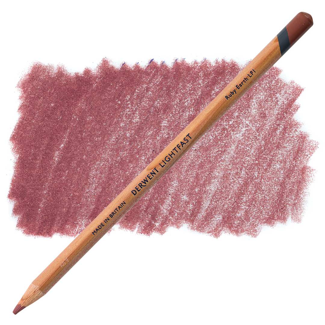 Open in modal - Derwent Lightfast Colored Pencil - Ruby Earth pencil and swatch