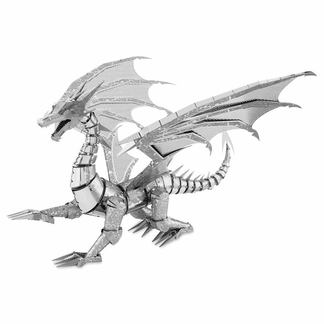 Open in modal - Metal Earth Dragon 3D Metal Model Kit - Silver Dragon (finished example)