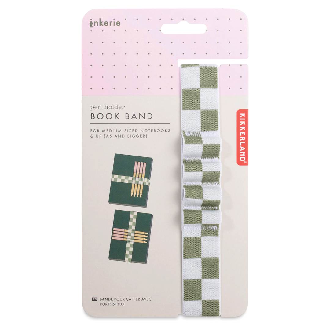 Open in modal - Kikkerland Inkerie Pen Holder Book Band - Green, packaging