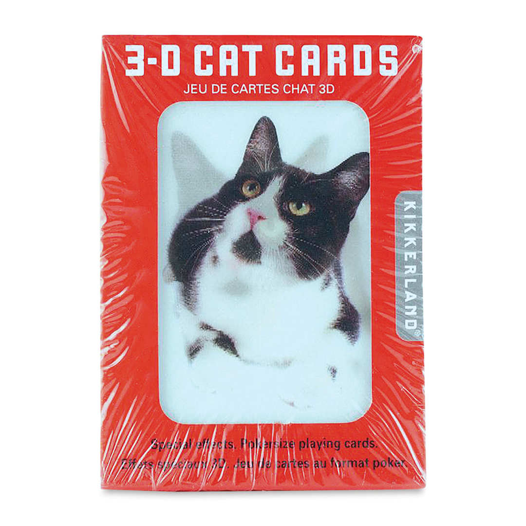 Open in modal - Kikkerland 3D Cats Playing Cards, in packaging