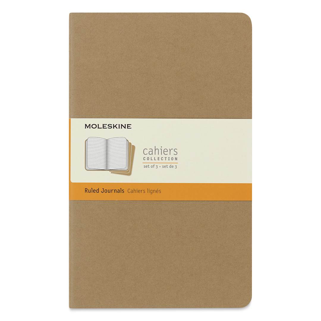 Open in modal - Moleskine Cahier Journals - 8-1/4" x 5", Ruled, Kraft, Pkg of 3, with packaging