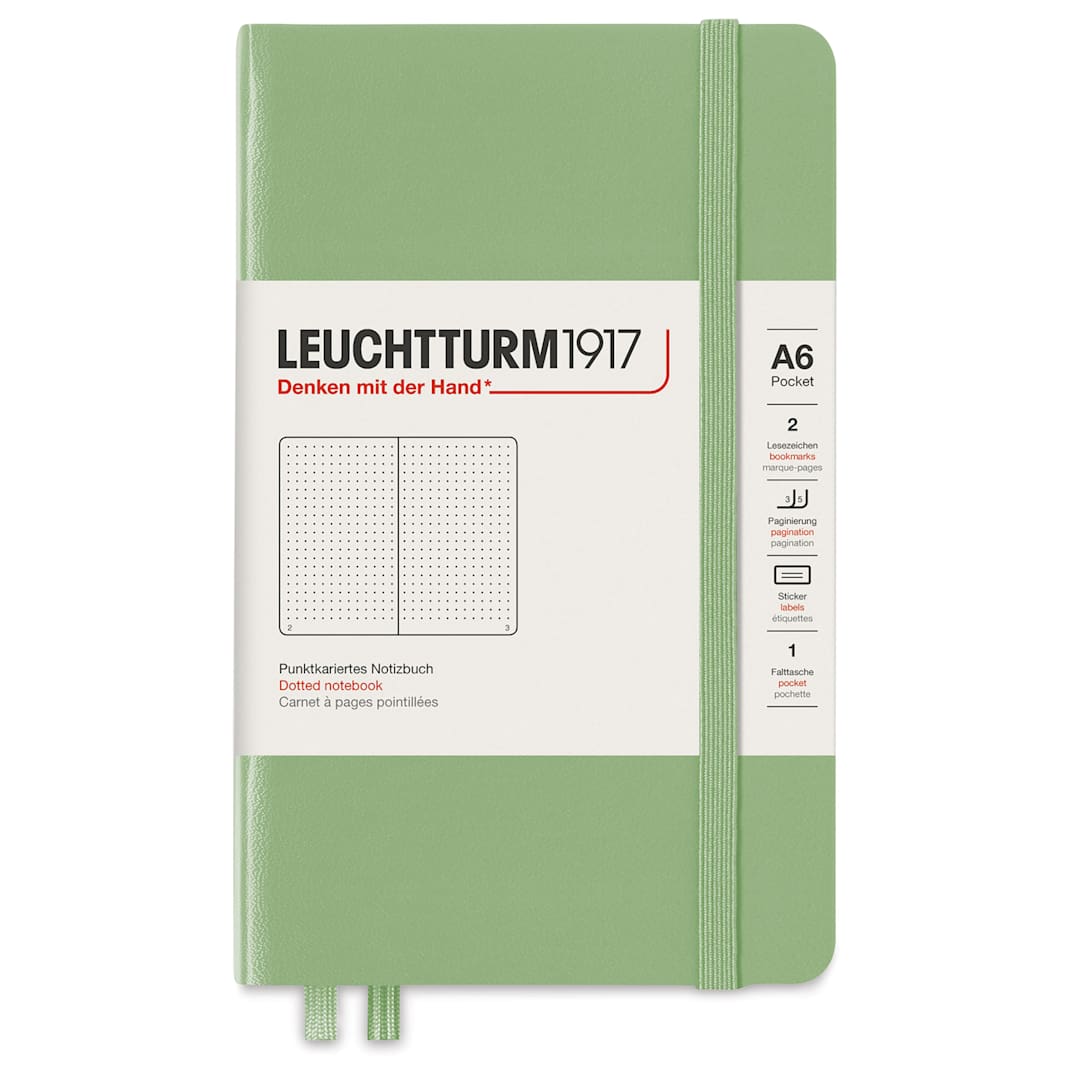 Open in modal - Leuchtturm1917 Dotted Hardbound Notebook - Sage, 3-1/2" x 6"