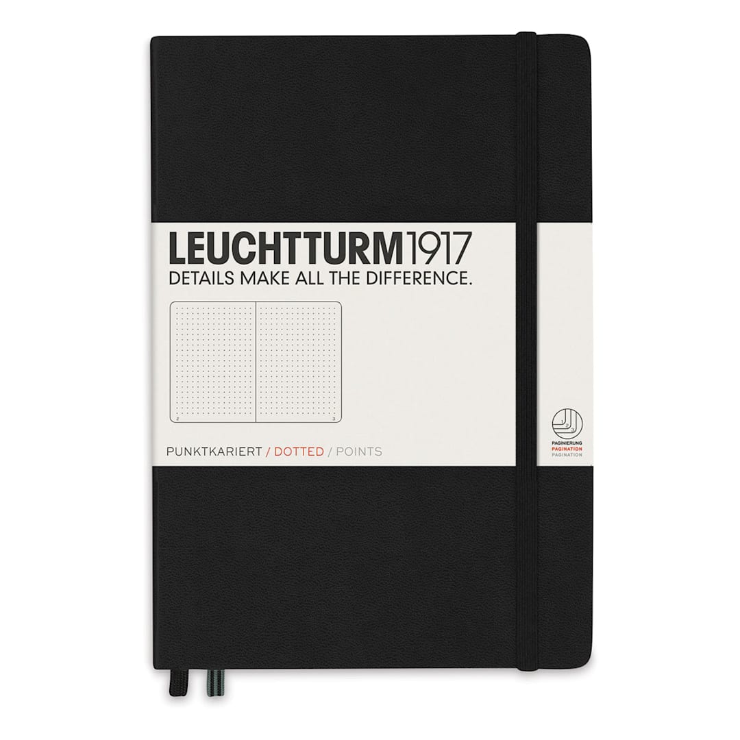 Open in modal - Leuchtturm1917 Dotted Hardbound Notebook - Black, 5-3/4" x 8-1/4"
