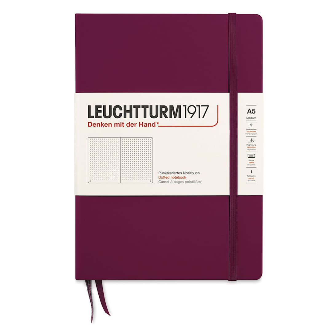 Open in modal - Leuchtturm1917 Dotted Hardbound Notebook - Port Red, 5-3/4" x 8-1/4"