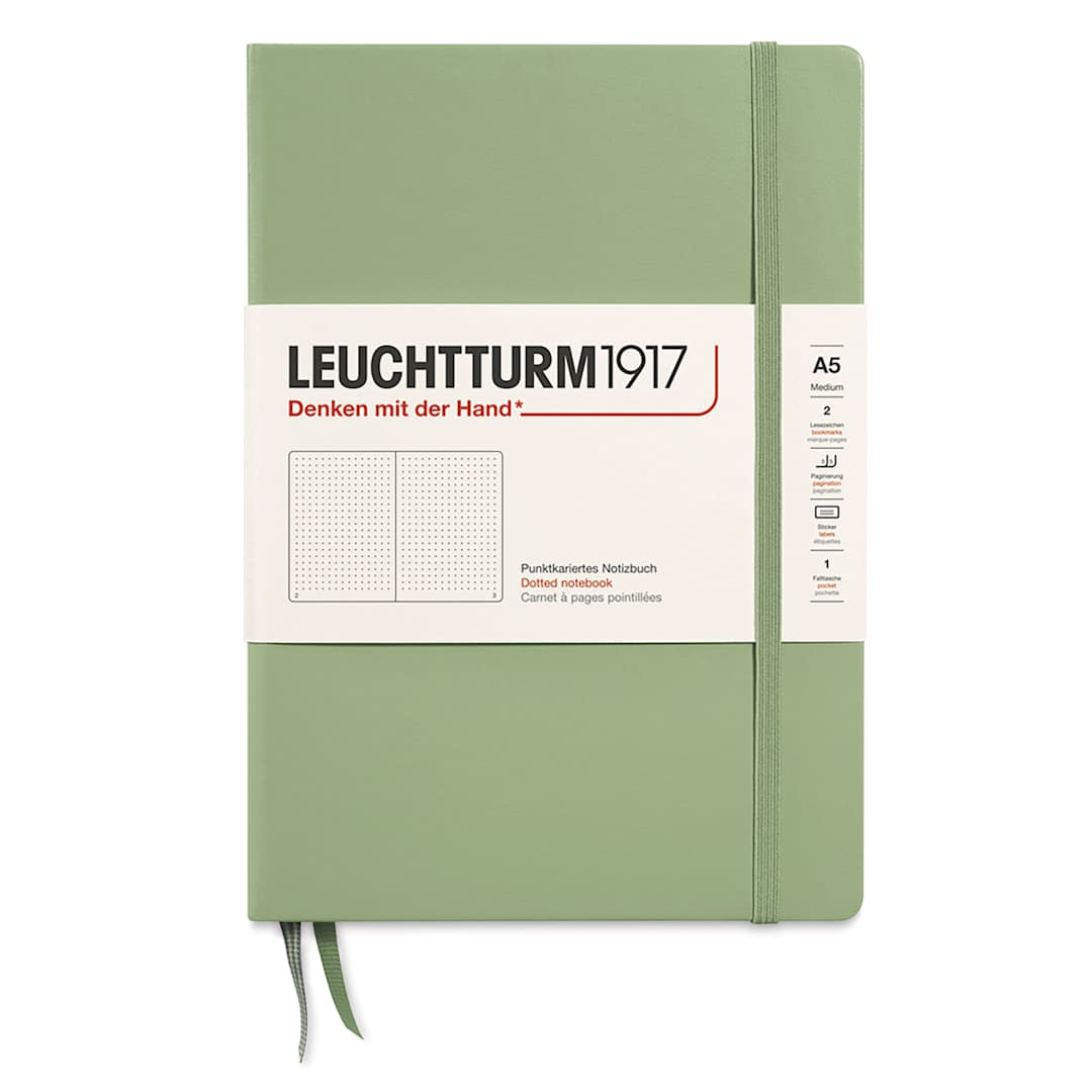Open in modal - Leuchtturm1917 Dotted Hardbound Notebook - Sage, 5-3/4" x 8-1/4"