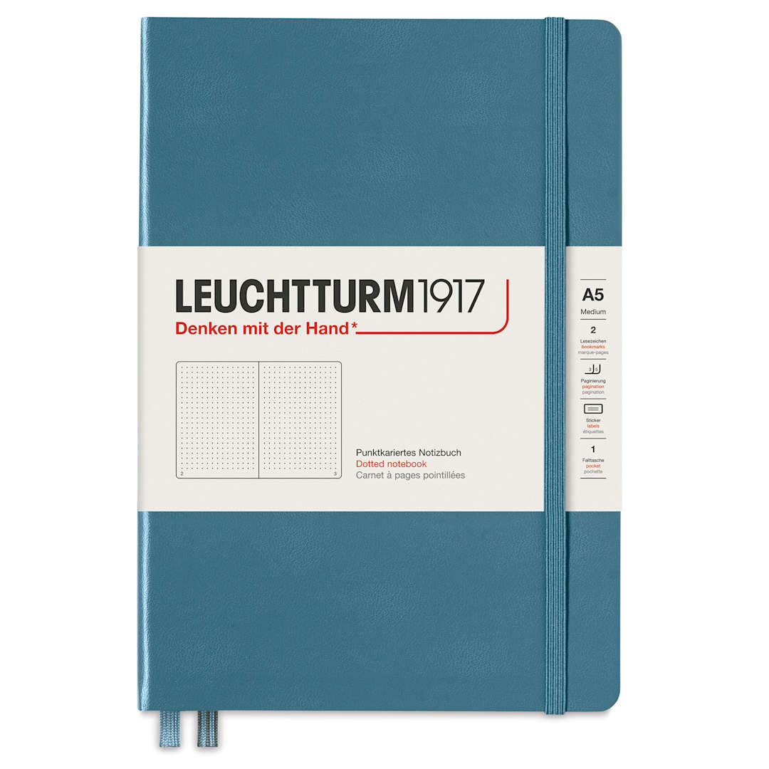 Open in modal - Leuchtturm1917 Dotted Hardbound Notebook - Stone Blue, 5-3/4" x 8-1/4"