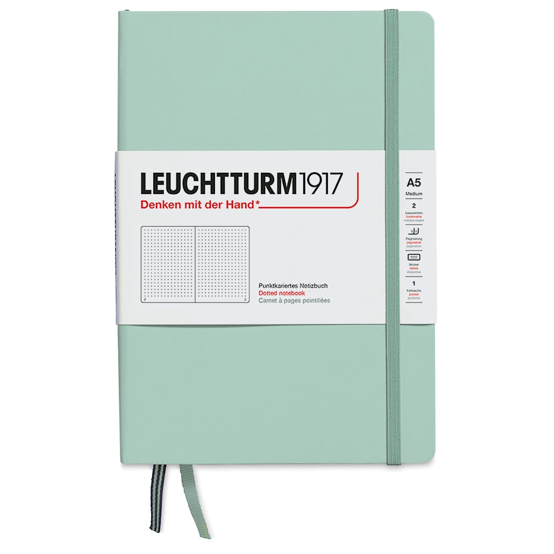 Open in modal - Leuchtturm1917 Dotted Hardbound Notebook - Mint Green, 5-3/4" x 8-1/4"