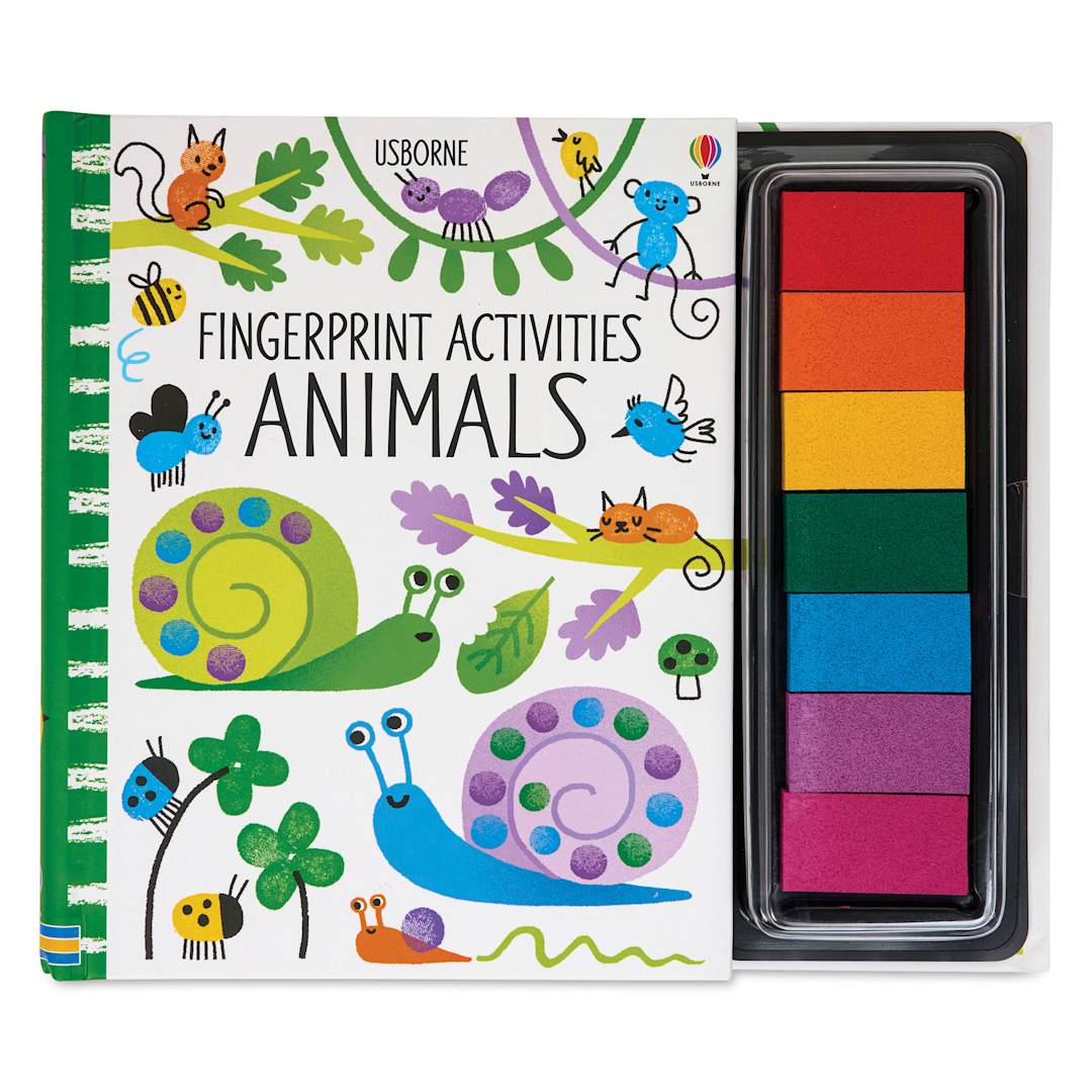 Open in modal - Usborne Fingerprint Activity Book - Animals, front cover