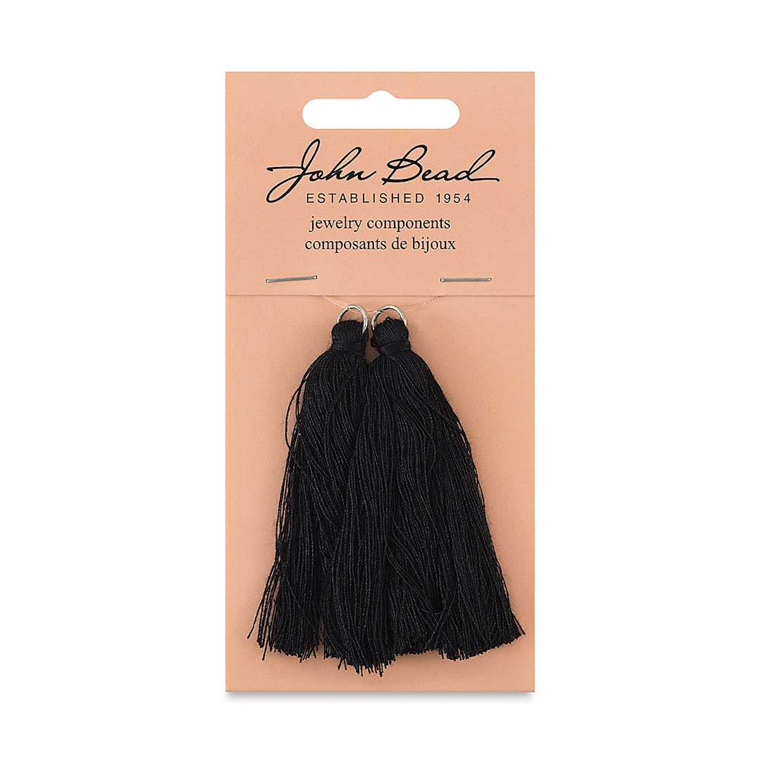 Open in modal - John Bead Cotton Tassels - Black, Pkg of 2, 2-1/4" L