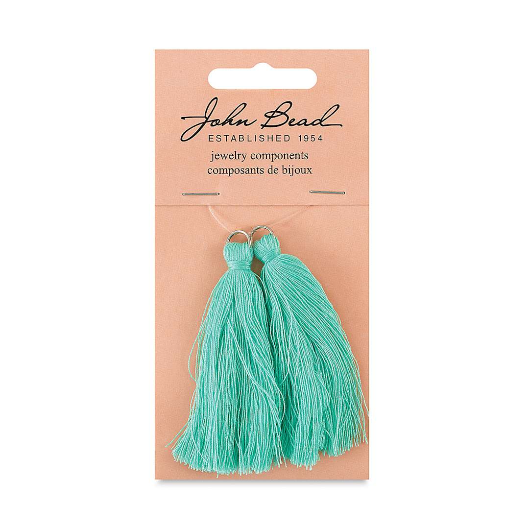 Open in modal - John Bead Cotton Tassels - Turquoise, Pkg of 2, 2-1/4" L