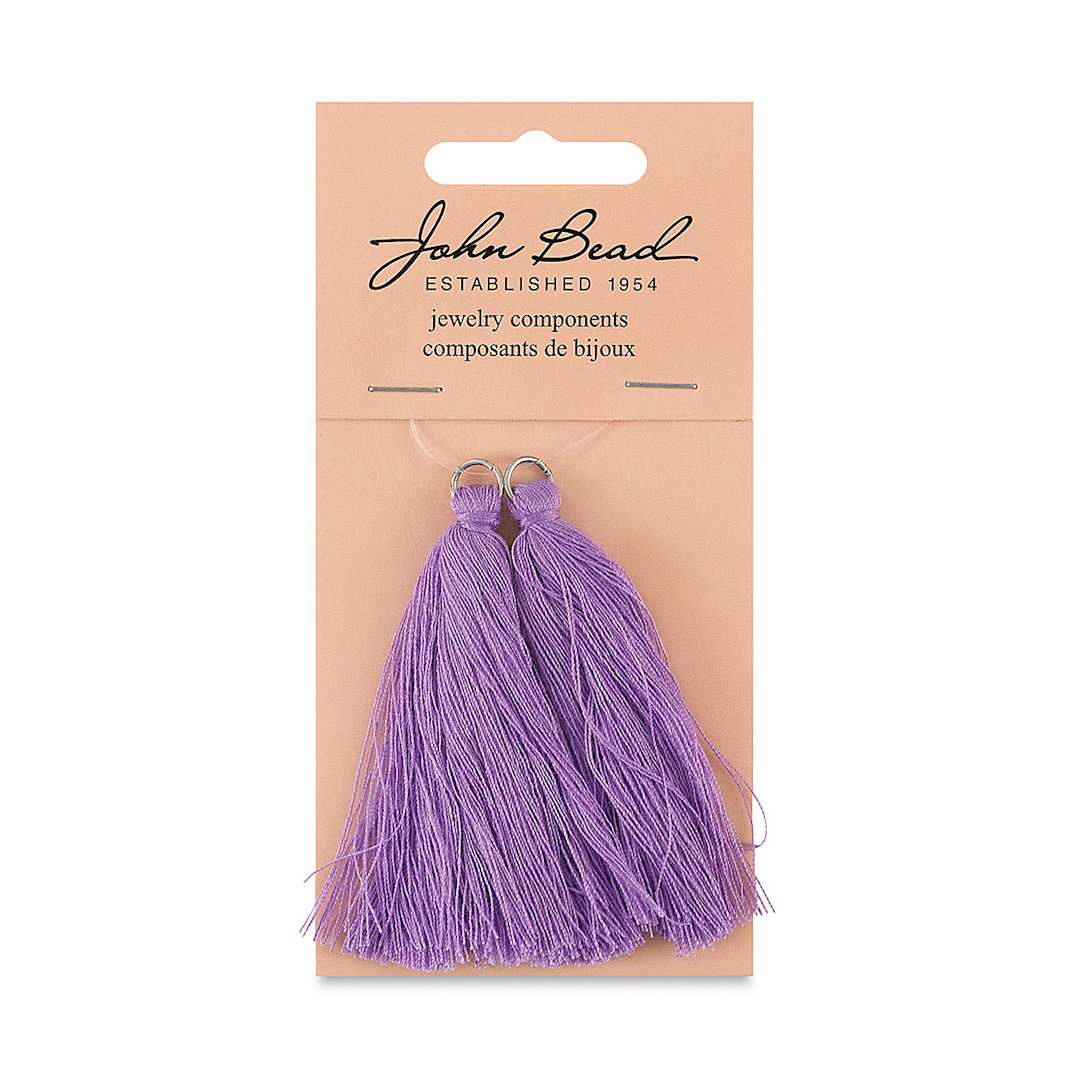 Open in modal - John Bead Cotton Tassels - Purple, Pkg of 2, 2-1/4" L