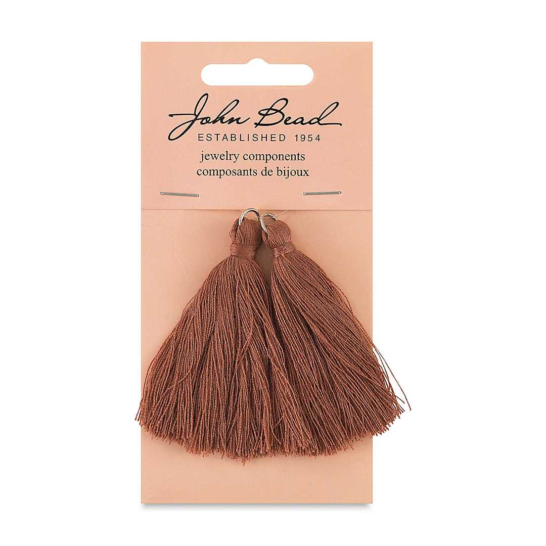 Open in modal - John Bead Cotton Tassels - Brown, Pkg of 2, 2-1/4" L