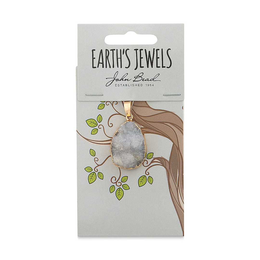 Open in modal - John Bead Earth's Jewels Semi-Precious Pendant - White, 21 mm