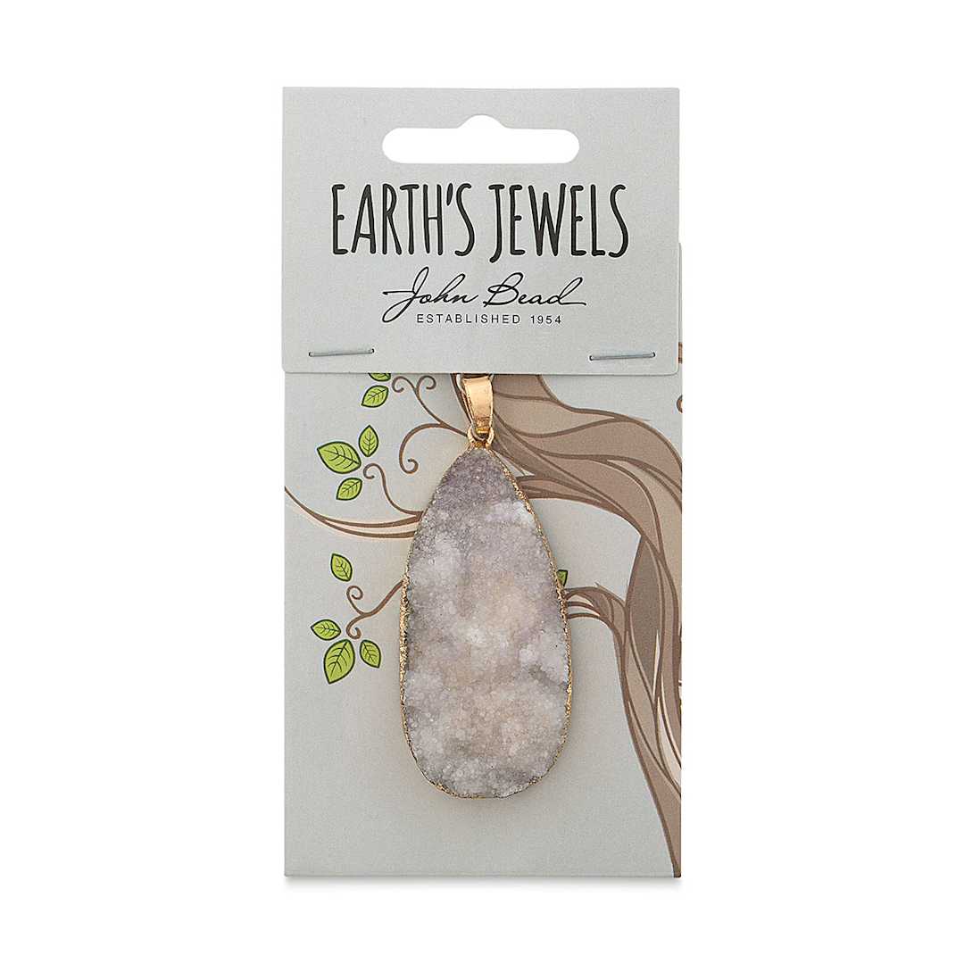 Open in modal - John Bead Earth's Jewels Semi-Precious Pendant - White, 50 mm