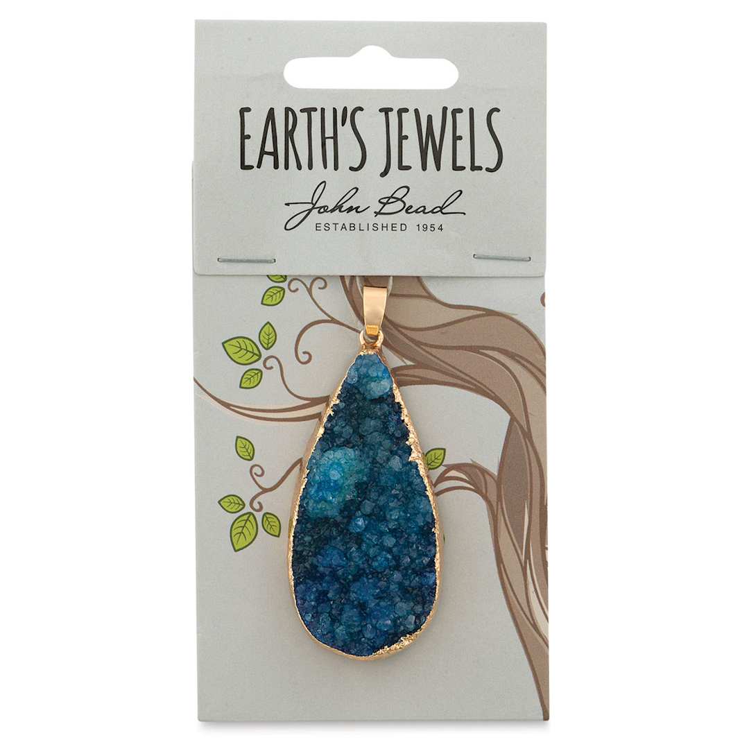 Open in modal - Earth's Jewels Semi-Precious Pendants - Front view of package of 50 mm Blue Agate