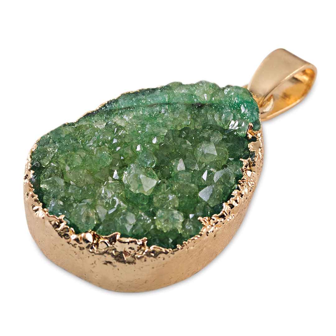 Open in modal - Earth's Jewels Semi-Precious Pendants - Closeup of 21 mm Teal Agate