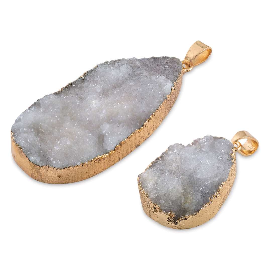Open in modal - John Bead Earth's Jewels Semi-Precious Pendants - Small and Large White Pendants

