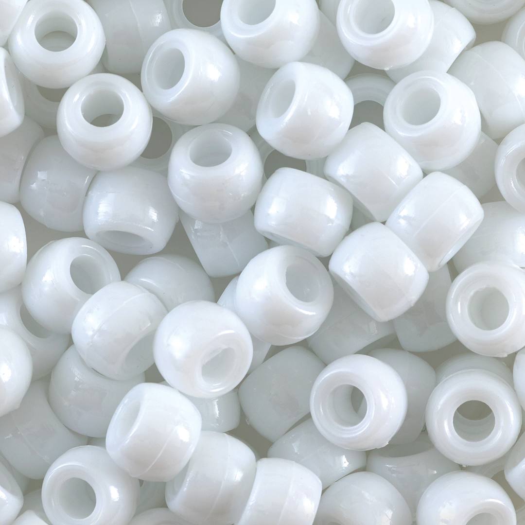 Open in modal - Creativity Street Plastic Pony Beads - White, close-up