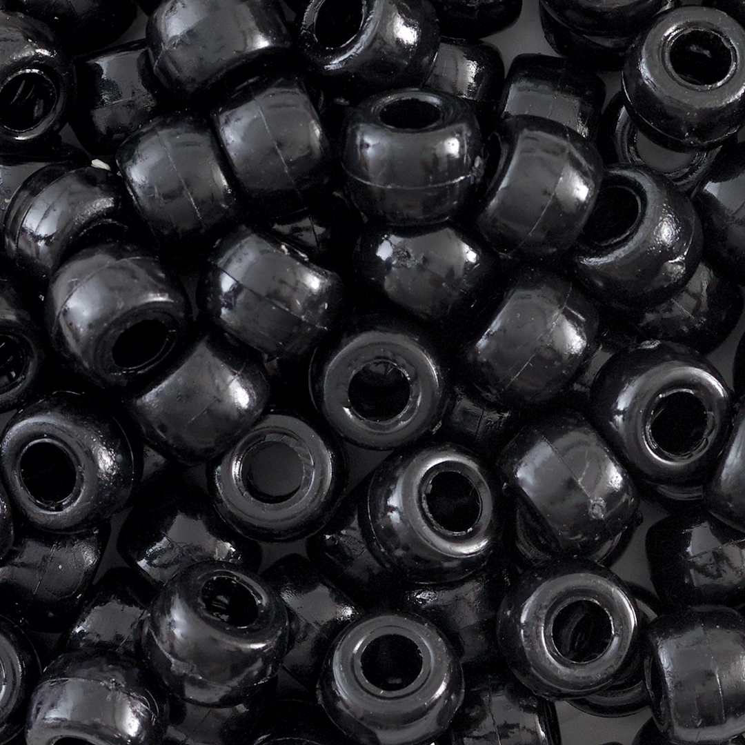 Open in modal - Creativity Street Plastic Pony Beads - Black, close-up