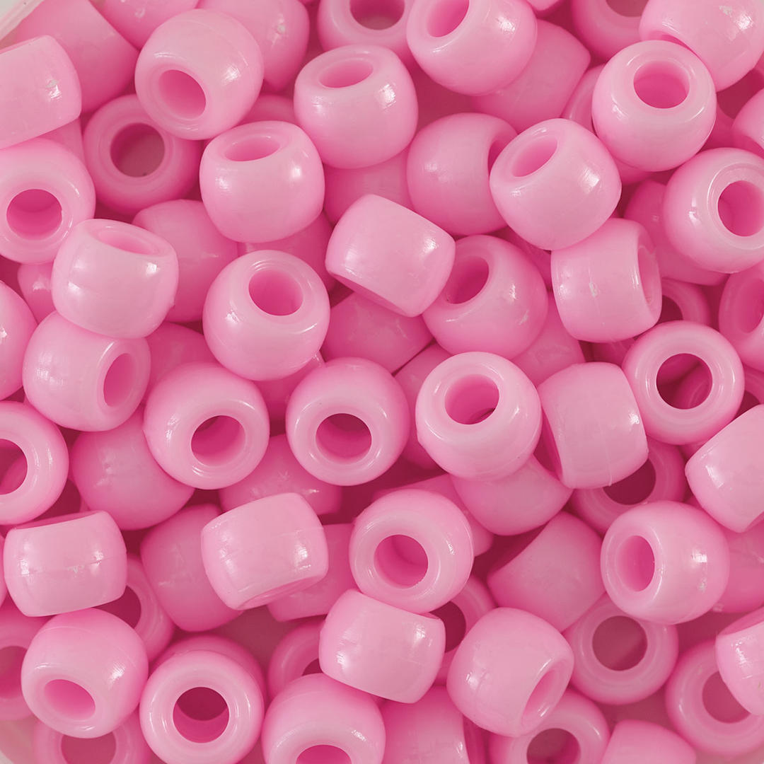 Open in modal - Creativity Street Plastic Pony Beads - Pink, close-up