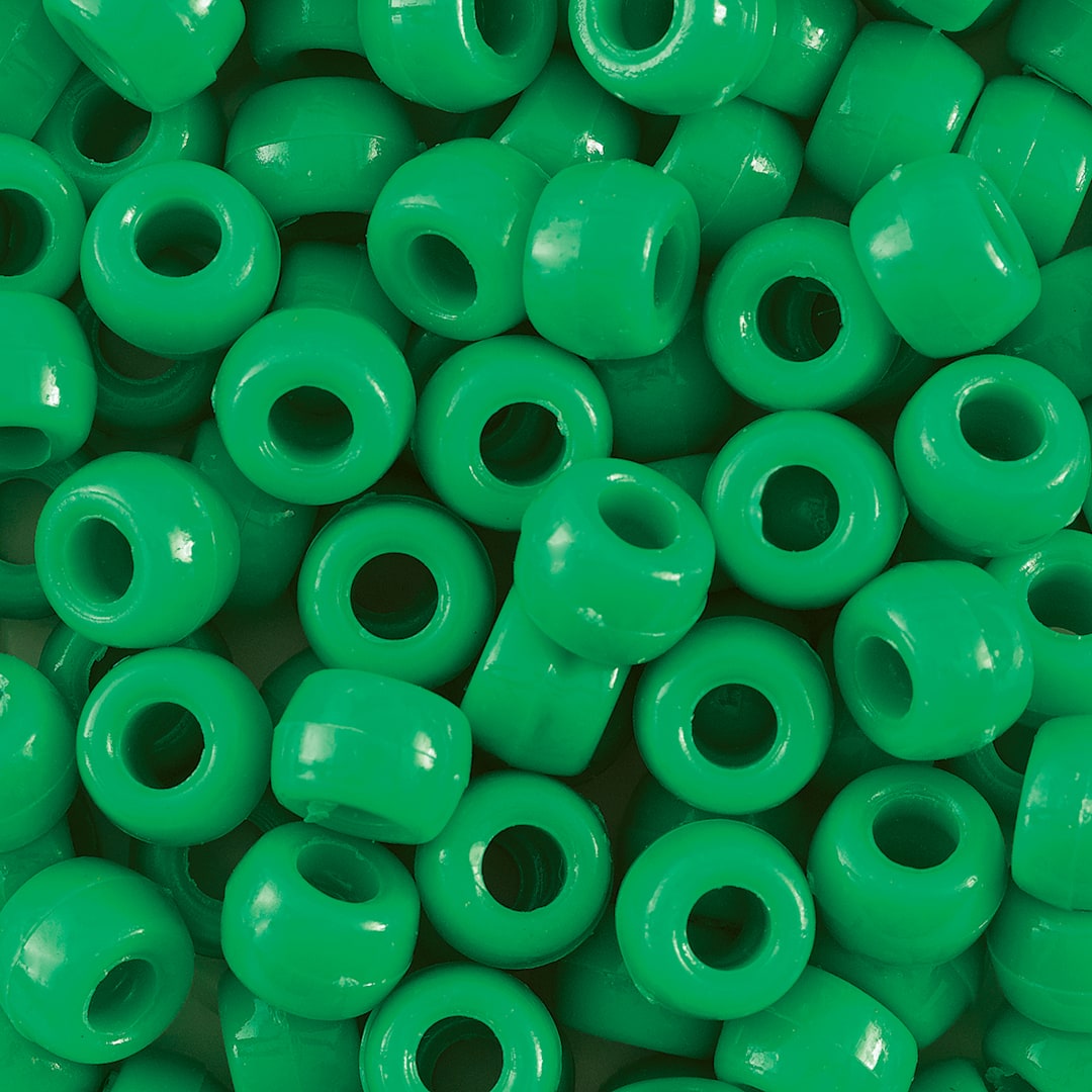 Open in modal - Creativity Street Plastic Pony Beads - Green, close-up