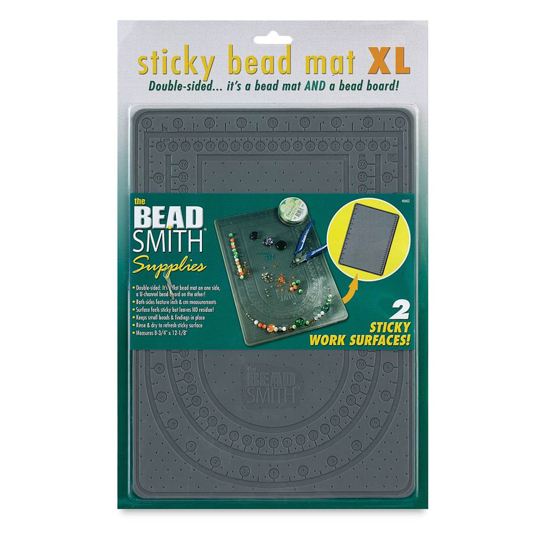 Open in modal - Beadsmith Sticky Bead Mat - Front of package of large Gray Mat

