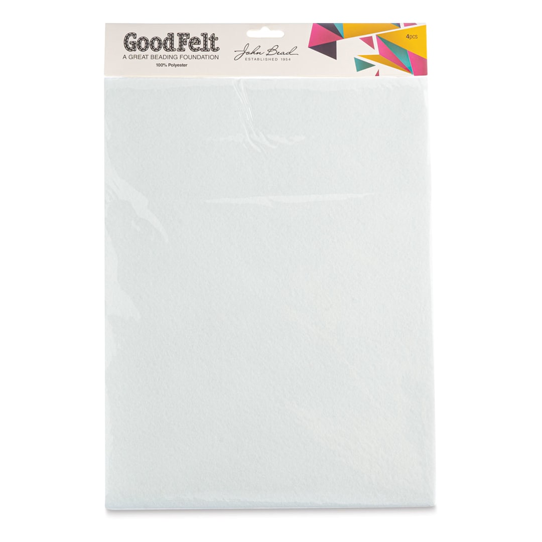 Open in modal - John Bead GoodFelt Beading Foundation - White, 4 sheets, 8-1/2" x 11" - front of packaging