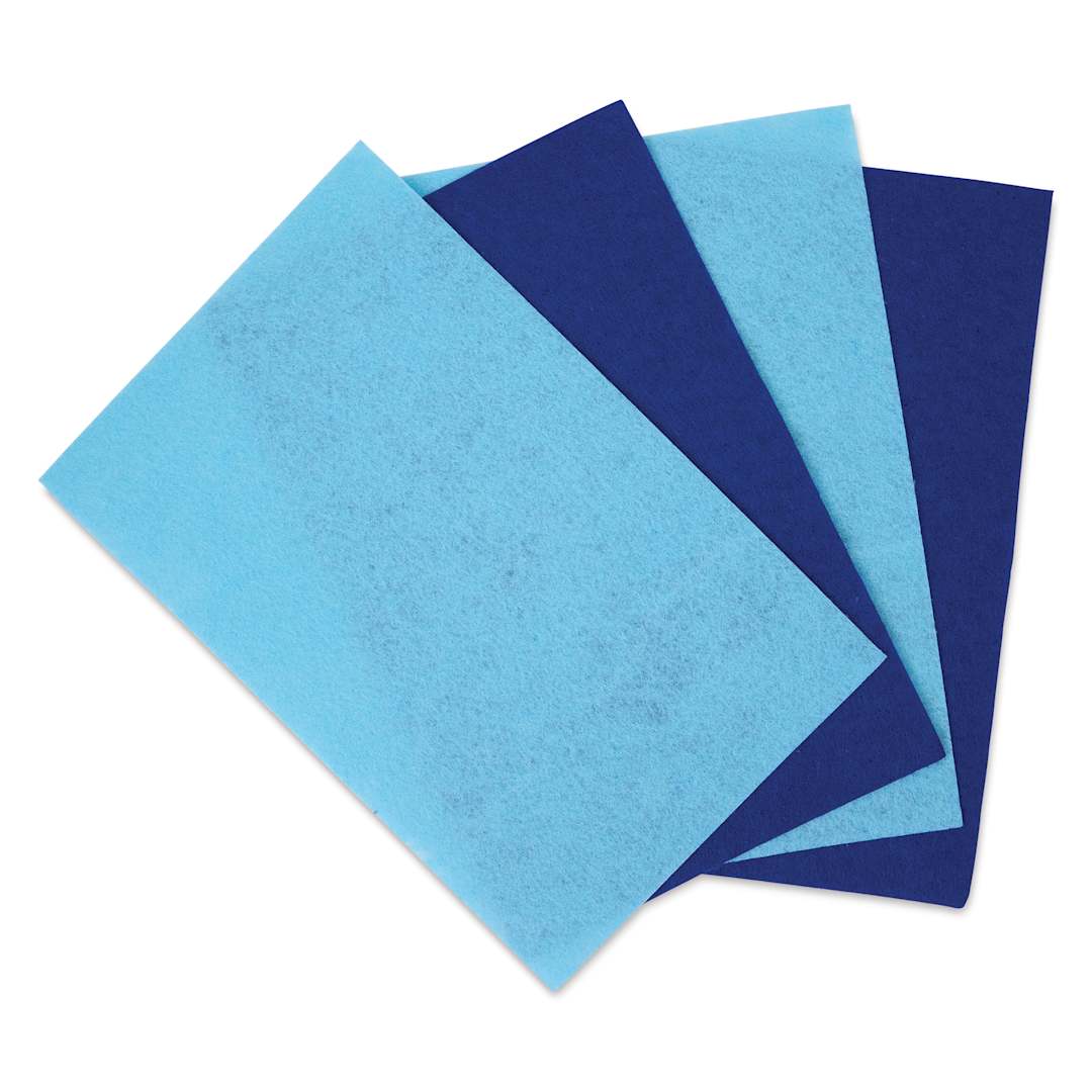 Open in modal - John Bead GoodFelt Beading Foundation - Blue and Light Blue, 4 Sheets, 5" x 8" out of packaging