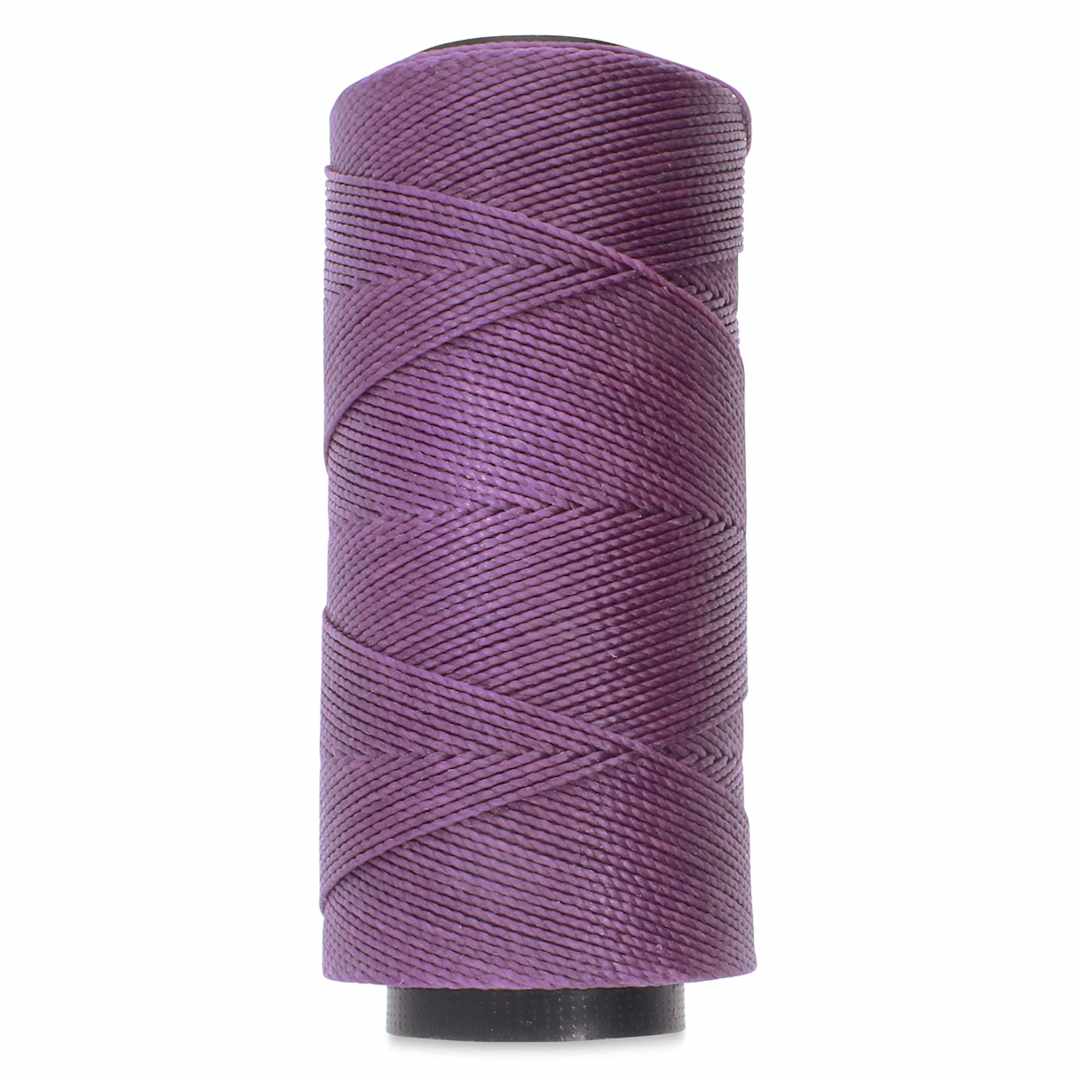 Open in modal - Beadsmith Knot-It Waxed Brazilian Cord - Amethyst, spool of cord in upright position
