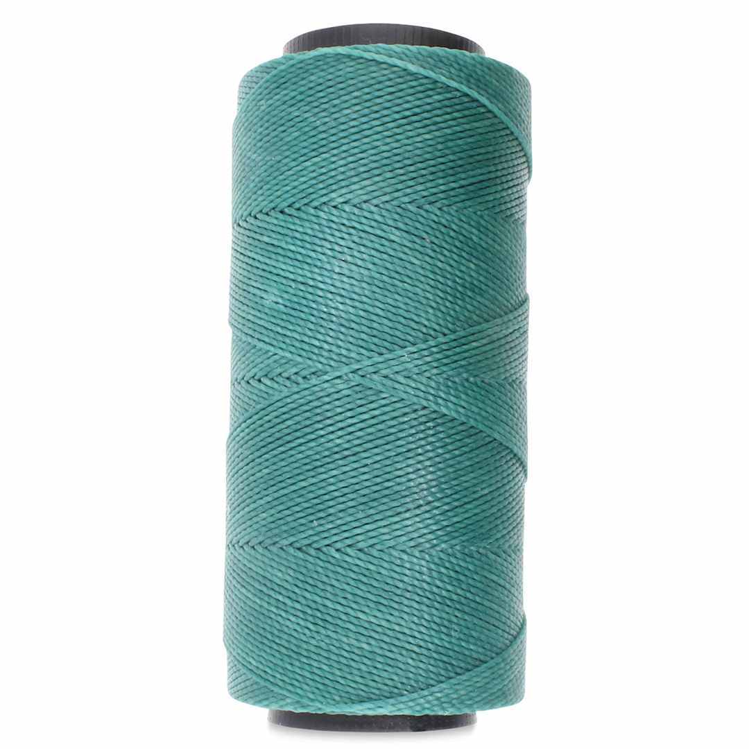 Open in modal - Beadsmith Knot-It Waxed Brazilian Cord - Teal Green, spool of cord in upright position