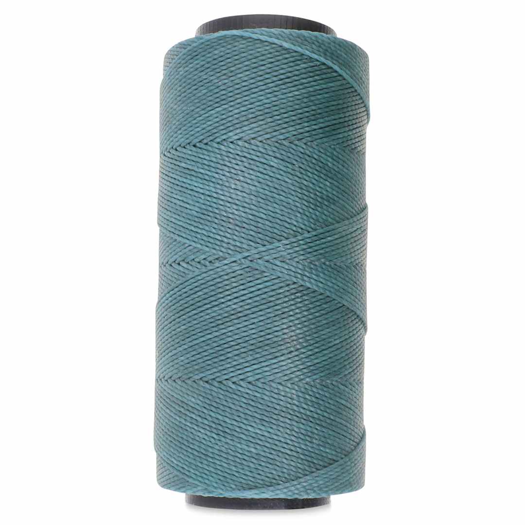 Open in modal - Beadsmith Knot-It Waxed Brazilian Cord - Sea Green, spool of cord in upright position