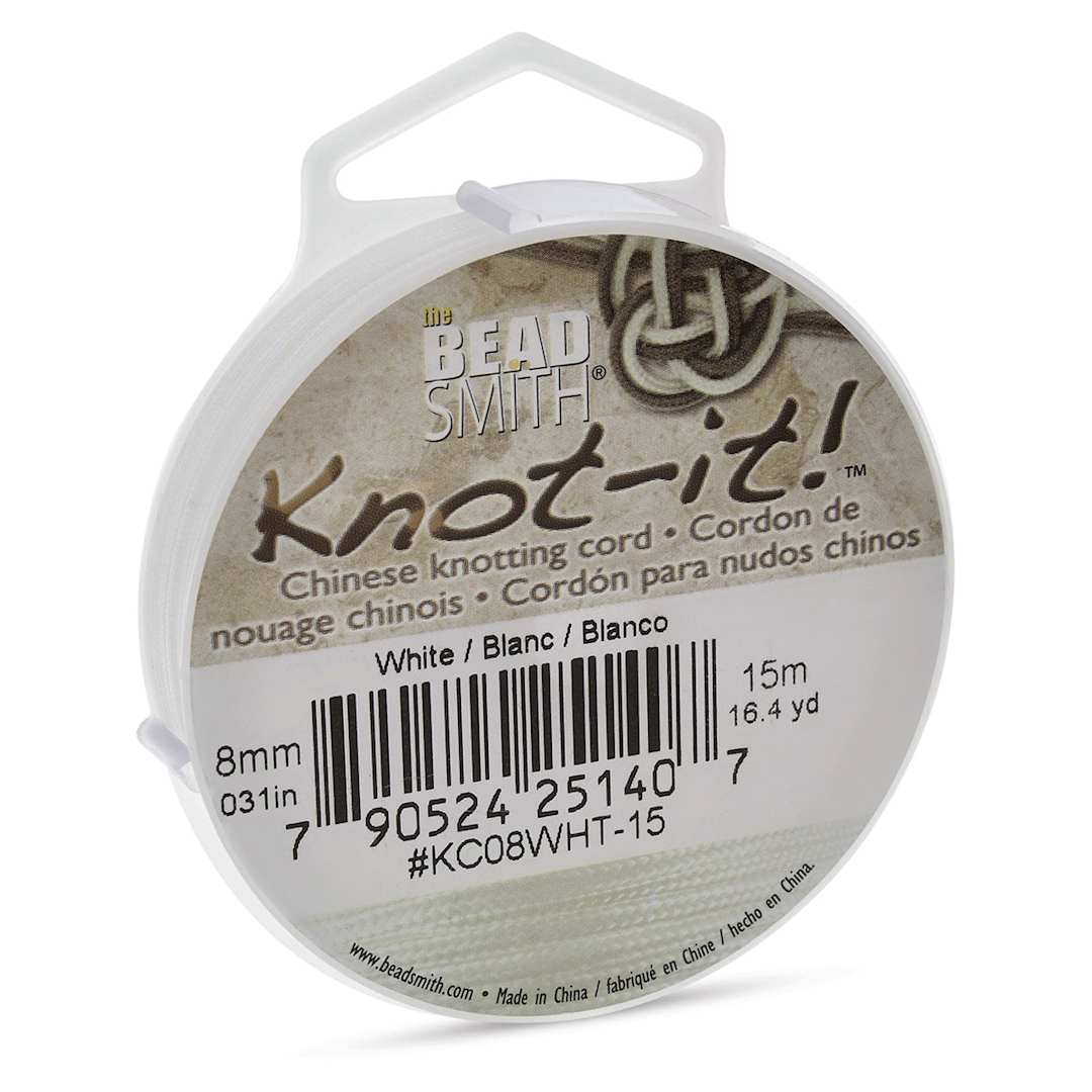 Open in modal - Chinese Knotting Cord - Slightly angled view of White Spool with label
