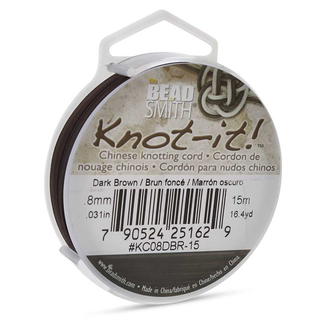 Open in modal - Chinese Knotting Cord - Slightly angled view of Dark Brown Spool with label